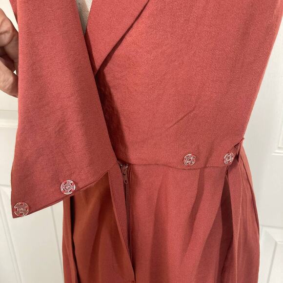 Nordstrom sleeveless wrap around jumpsuit, surplice V-neck tie front full leg - Picture 7 of 10